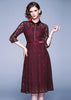 Vestido Midi Renda Marsala Manga Longa