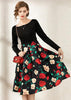 Vestido Liso em Cima e Estampado Embaixo