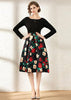 Vestido Liso em Cima e Estampado Embaixo