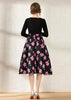 Vestido Midi Liso em Cima e Estampado Embaixo