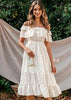 Vestido Ombro a Ombro Midi Branco Festa