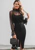 Vestido Midi Preto Social com Fenda e Renda