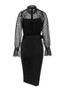 Vestido Midi Preto Social com Fenda e Renda