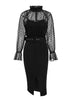 Vestido Midi Preto Social com Fenda e Renda