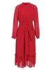 Vestido Evangelico Midi Poá com Babado na Barra