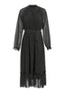 Vestido Evangelico Midi Poá com Babado na Barra