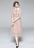 Vestido Midi Renda Rose Gola Peter Pan