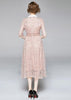 Vestido Midi Renda Rose Gola Peter Pan