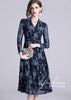 Vestido Acinturado Midi Renda Manga Longa