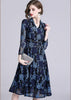 Vestido Acinturado Midi Renda Manga Longa