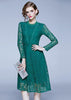 Vestido Midi Renda Guipir Verde