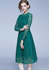 Vestido Midi Renda Guipir Verde