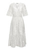 Vestido Midi Branco Renda com Babado na Barra