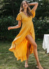 Vestido Envelope Transpassado Longo com Babado