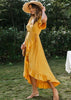 Vestido Envelope Transpassado Longo com Babado