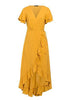 Vestido Envelope Transpassado Longo com Babado