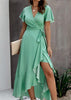 Vestido Envelope Transpassado Longo Poá