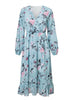 Vestido Midi Floral Casual Manga Longa com Babado