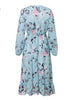 Vestido Midi Floral Casual Manga Longa com Babado