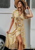 Vestido Envelope Midi Estampado com Babado na Barra