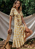 Vestido Envelope Midi Estampado com Babado na Barra