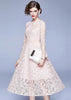 Vestido Midi Renda Rose Gola Laço