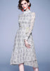 Vestido Midi de Renda Gola Alta