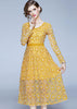 Vestido de Renda Midi Amarelo para Festa