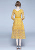 Vestido de Renda Midi Amarelo para Festa