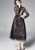 Vestido Midi Tule Rendado Preto