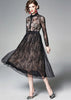 Vestido Midi Tule Rendado Preto