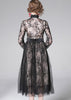 Vestido Midi Tule Rendado Preto