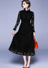 Vestido Midi de Renda Preto Moda Evangélica