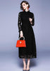 Vestido Midi de Renda Preto Moda Evangélica