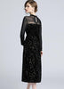 Vestido Midi Veludo Preto com Tule