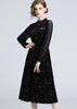 Vestido Midi Veludo Preto com Tule