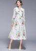 Vestido Midi Floral Gola Laço Moda Evangélica