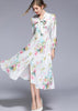 Vestido Midi Floral Gola Laço Moda Evangélica