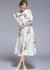 Vestido Midi Floral Gola Laço Moda Evangélica