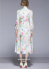 Vestido Midi Floral Gola Laço Moda Evangélica