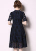 Vestido Midi de Renda Azul Marinho