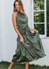 Vestido Longo Estampado Decote Halter Neck